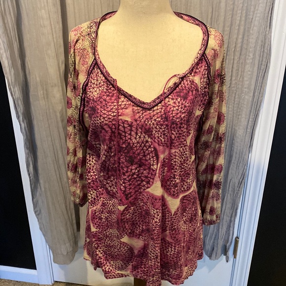Boho Blouse By Chip and Pepper Pink/off White Size Med - Picture 1 of 5